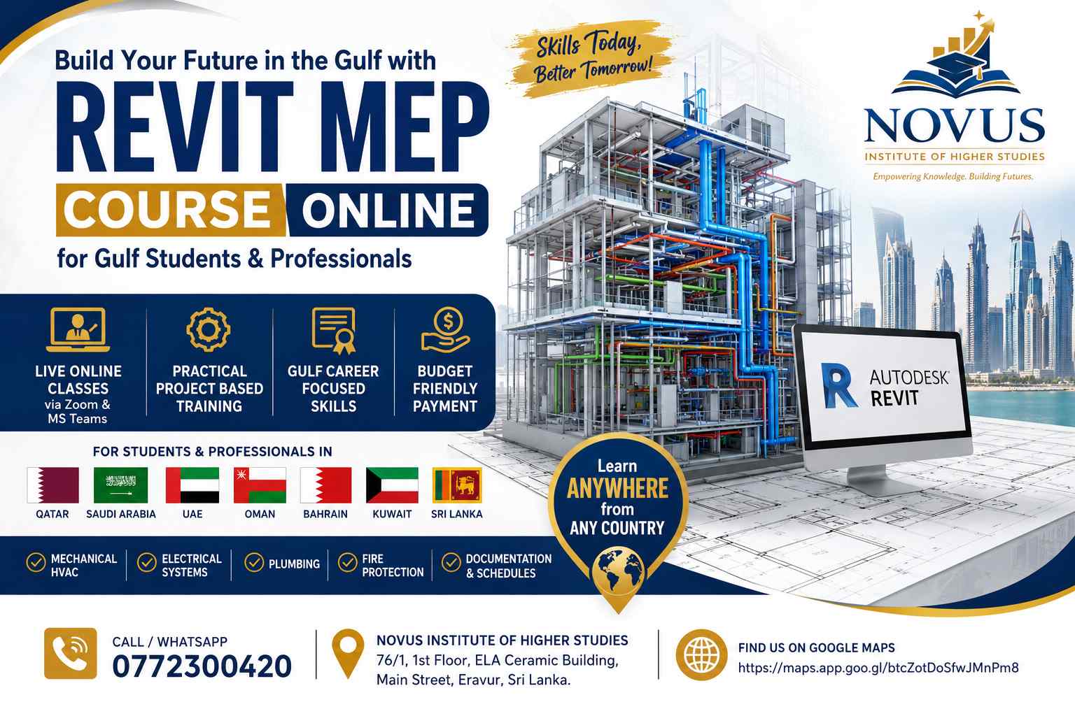 Revit MEP Course Online for Gulf Students | Qatar, Saudi Arabia, UAE, Oman, Bahrain & Kuwait
